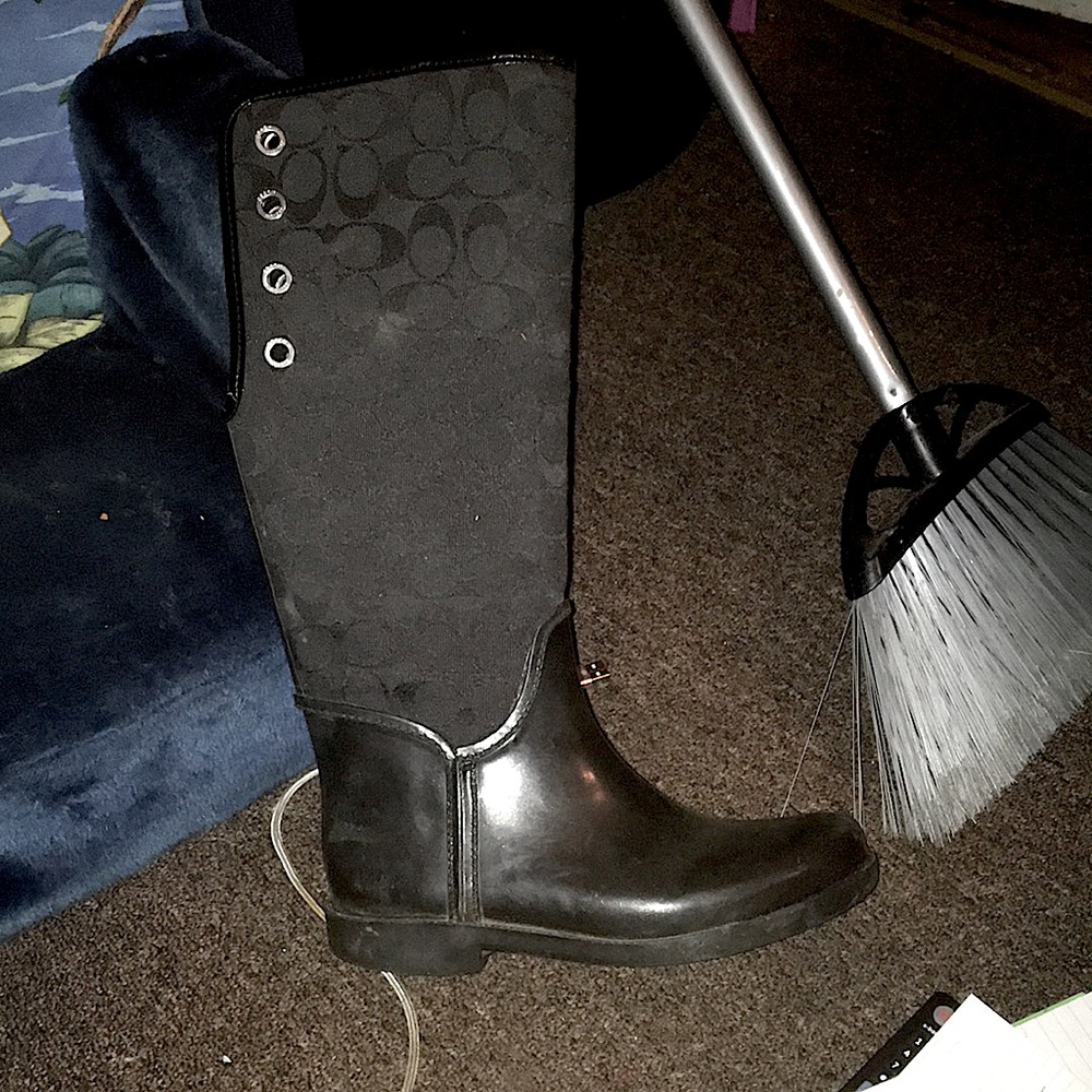 Coach knee high boots black leather